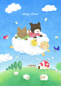猫たちとひつじ雲