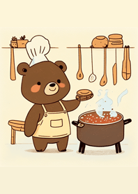 Little bear cooking