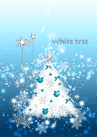 ต้นคริสต์มาสสีขาว -สี ฟ้า-