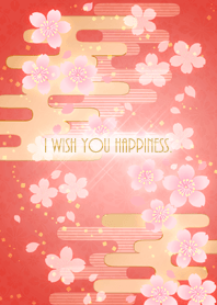 Japanese sakura with fortune(Red&Gold)