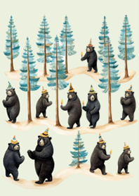 森林を散歩するクマたち