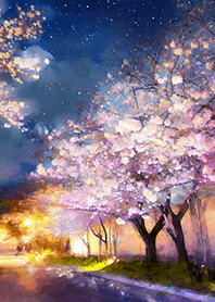 Beautiful night cherry blossoms#1230