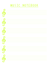 YELLOW GREEN COLOR MUSICAL NOTES/WHITE