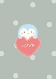 mokomoko heart -penguin- green dot