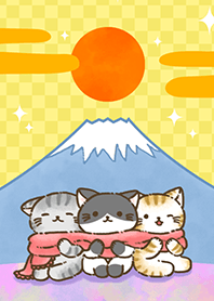Happy fuji mountain and cats