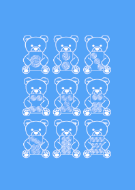 Mahjong bear pinzu cute blue Theme