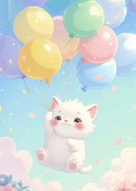 可愛的貓和氣球 V.1