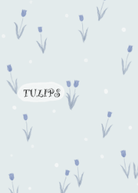 Watercolor Tulips-Dull blue