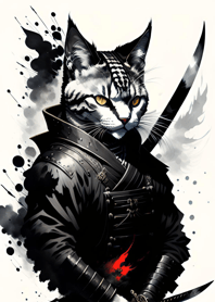Ink wash cat samurai e1c7A8