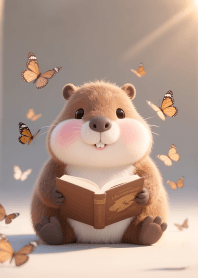 Capybara is cheerful and cute.5