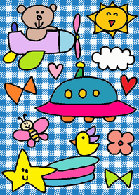 (HAPPY Lilo airplane blue check)