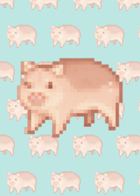 Pig Pattern Theme Pixel Green07
