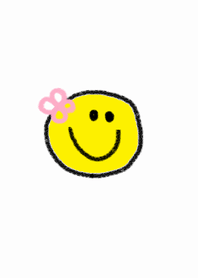 スマイルの顔とお花のきせかえ （ピンク）