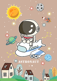 Cute Astronaut/Travel by Plane/coffee