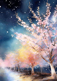 Beautiful night cherry blossoms#1140