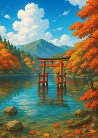 Sacred Torii Lake Reflections
