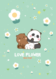 Three Bears Love Flower Cute