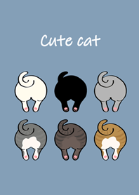 슈퍼 귀여운 고양이 엉덩이(모란디 블루)