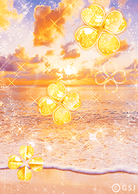 ✨金運UP✨黄金に輝く海と四葉のクローバー