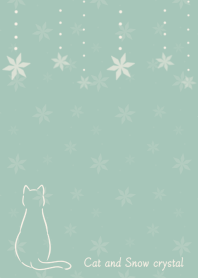 猫と雪の結晶 -ミントグリーン-