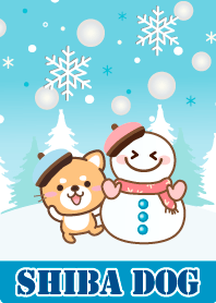 Natural shiba dog and snowman theme