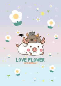 Buffalo Love Flower Cute