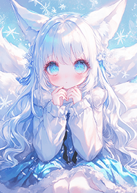 Dreamy Frost Snow Nine-Tailed Fox Girl.