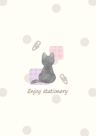 Cat and Stationary -beige- Plaid 2