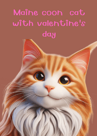 Maine coon cat with valentine's day