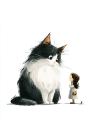 守護小女孩的大貓咪