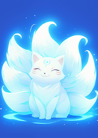 可愛九尾小妖狐❤️藍色