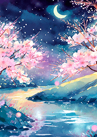 Beautiful night cherry blossoms#625