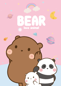 หมีสามตัว คิ้วตี้ กาแล็กซี่ สีชมพู