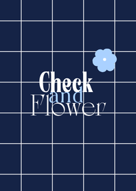 ❤︎チェックと小花（ホワイト×ネイビー）