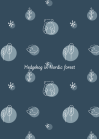 Hedgehog in Nordic forest -navy-