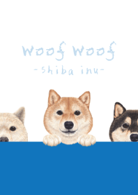 Woof Woof - Shiba inu - WHITE/BLUE