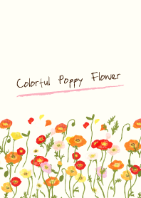 Colorful Poppy Flower -white-