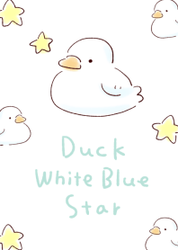 เป็ดน้อยน่ารักสีขาวและน้ำเงิน