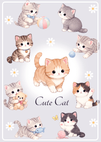 violet Cute kittens and flowers