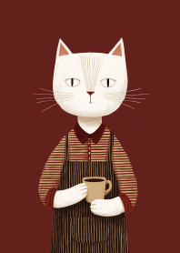 晨間的白貓店長