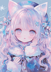 Dreamy winter cat-eared girl
