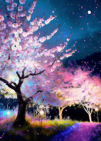 Beautiful night cherry blossoms#1444