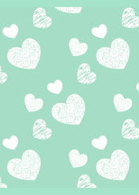 white heart pattern on blue green