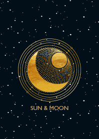 金箔太陽和月亮天體圖標