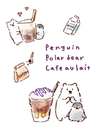 簡單的 企鵝 北極熊 咖啡廳 白藍