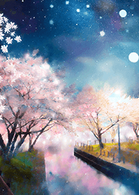 Beautiful night cherry blossoms#2941