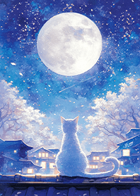 ⭐️แมวขาวชมจันทร์บนหลังคา❤️1-2