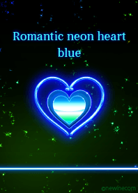 ロマンティック ネオン ハート ブルー