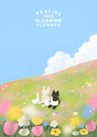 Besties and sweet blooming flowers