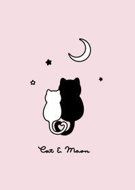 Cat & Moon 2 (snuggling)line/pinkblack